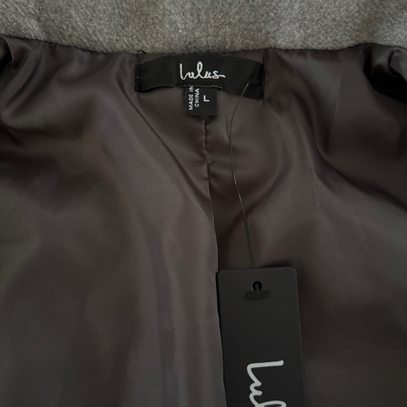 Lulu’s Jinora Light Grey Zip-Front Bomber Jacket Large NWT - Picture 6 of 13